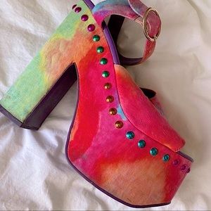 YRU Tie Dye Platform Studded “Daydream” Heels